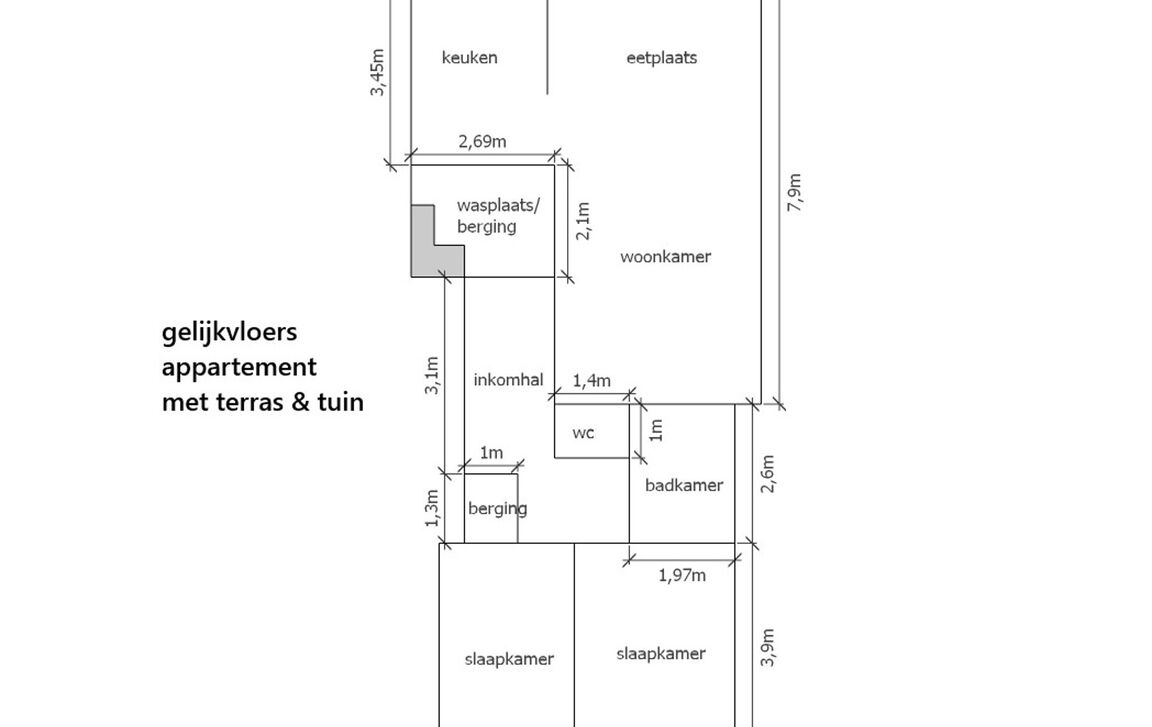 Gelijkvloerse verd. + tuin te koop in Lebbeke